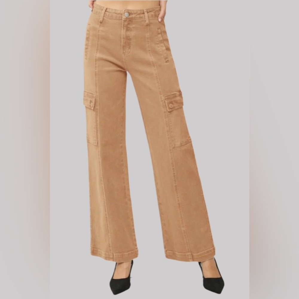 RISEN Full Size High Rise Wide Leg Cargo Jeans